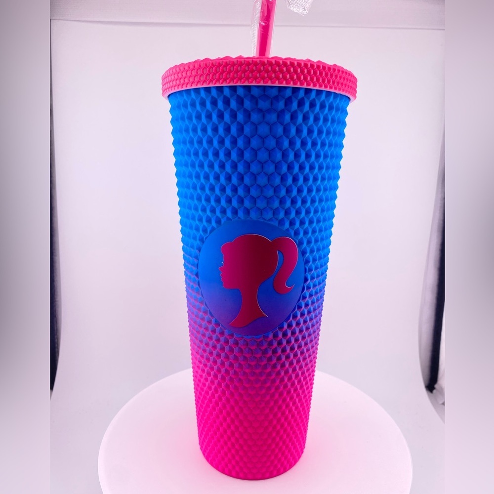 Barbie Matte Studded Ombre Pink and blue Tumbler Straw Topper